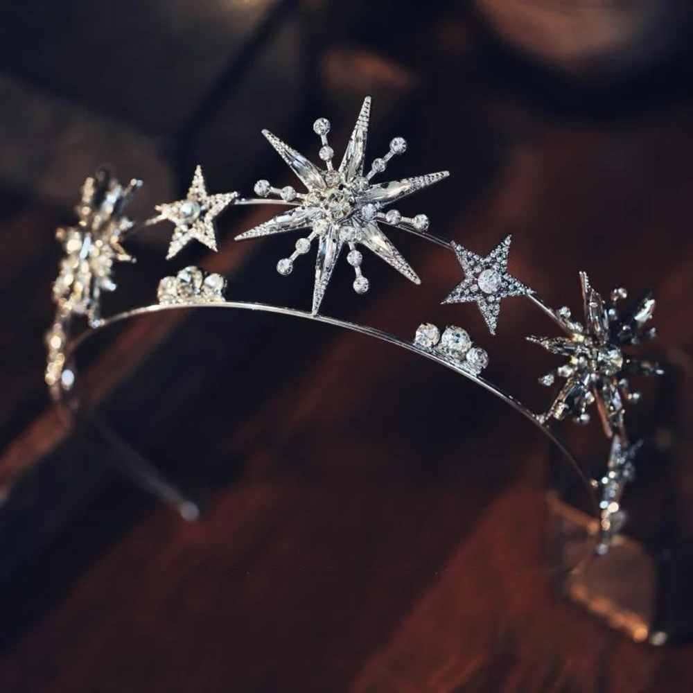 Bridal Jewelry Star Tiaras Crown Royal Sparkling Women Wedding Vintage